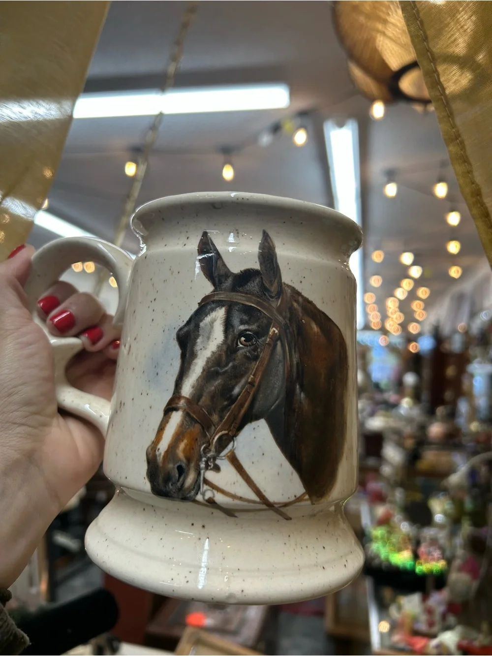 Horse Ceramic Coffee Cup Mug - Brown Horse on Cream